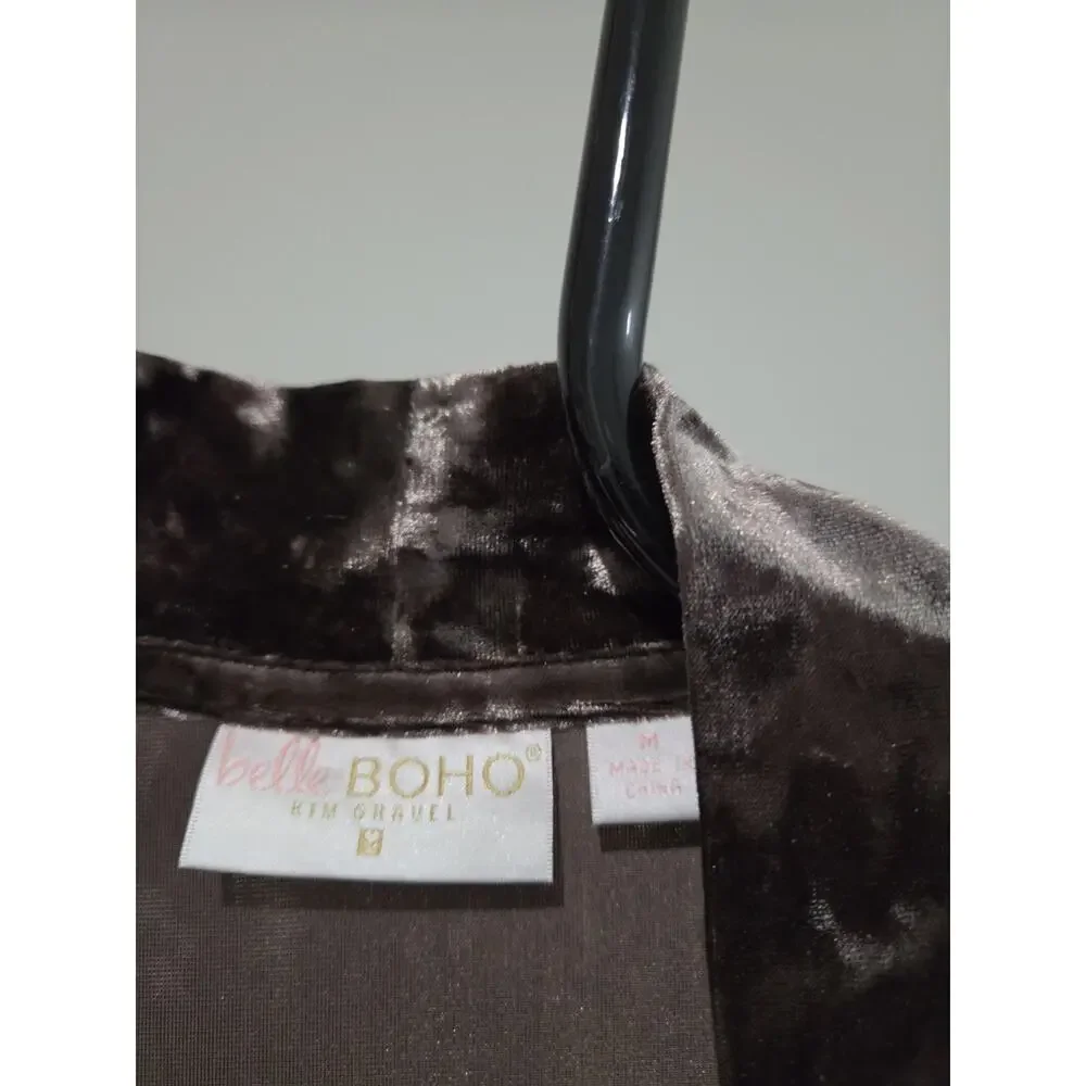 Belle Boho Kim Gravel Size Med Espresso Crushed Velvet Topper A666903 NWOT